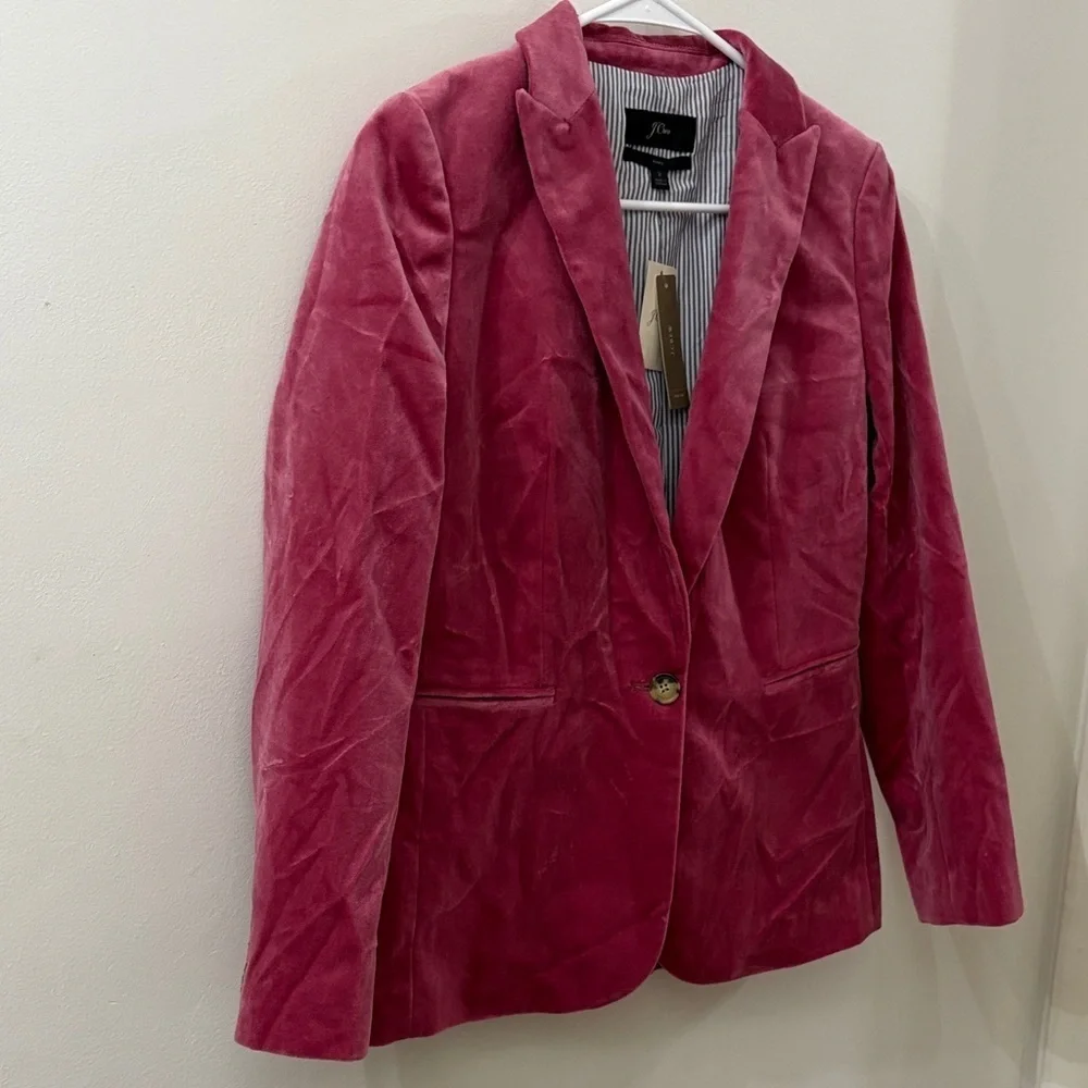 J. Crew NWT Parke Velvet Women's Blazer - size 2 - pink - 100% cotton